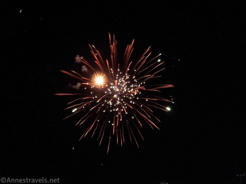 Several fireworks explode at once