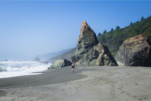 Sea stacks on the beach near the Ossagon Trail and Coastal Trail in Prairie Creek Redwoods State Park, California